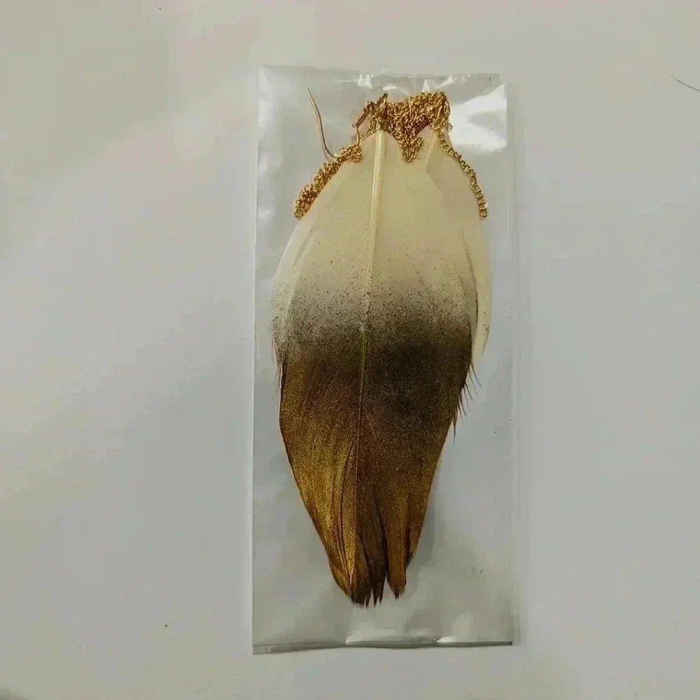 Gold Ombre Feather Drop Earrings 5 inches long Fish Hook